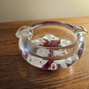 Vintage Art Glass Ashtry/Paperweight Floral Design St Claire